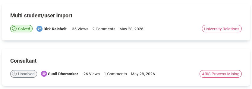 Solved question in Forum blog posts list on aris community.