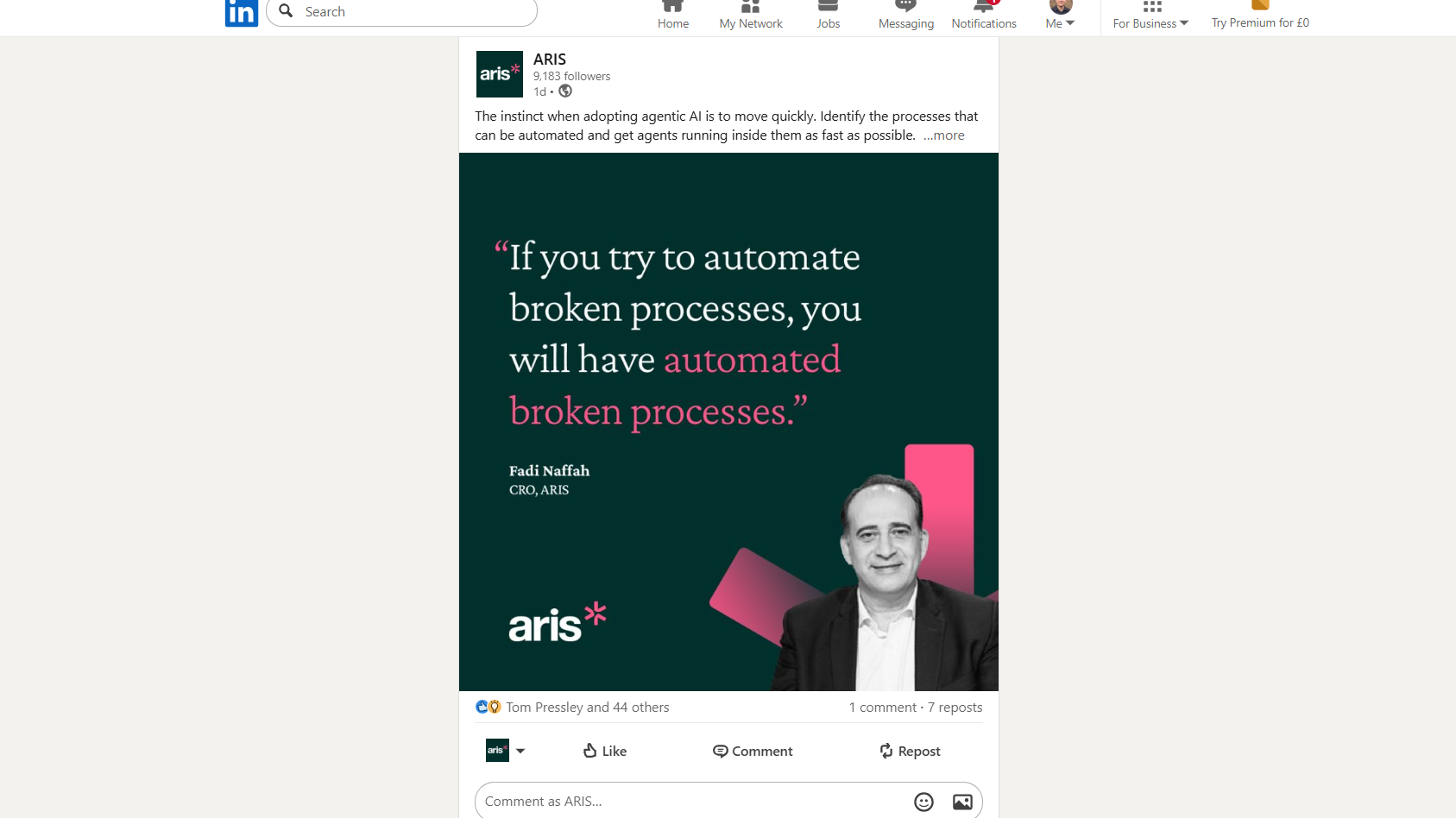  Follow ARIS on LinkedIn for All the Latest Company News and Updates